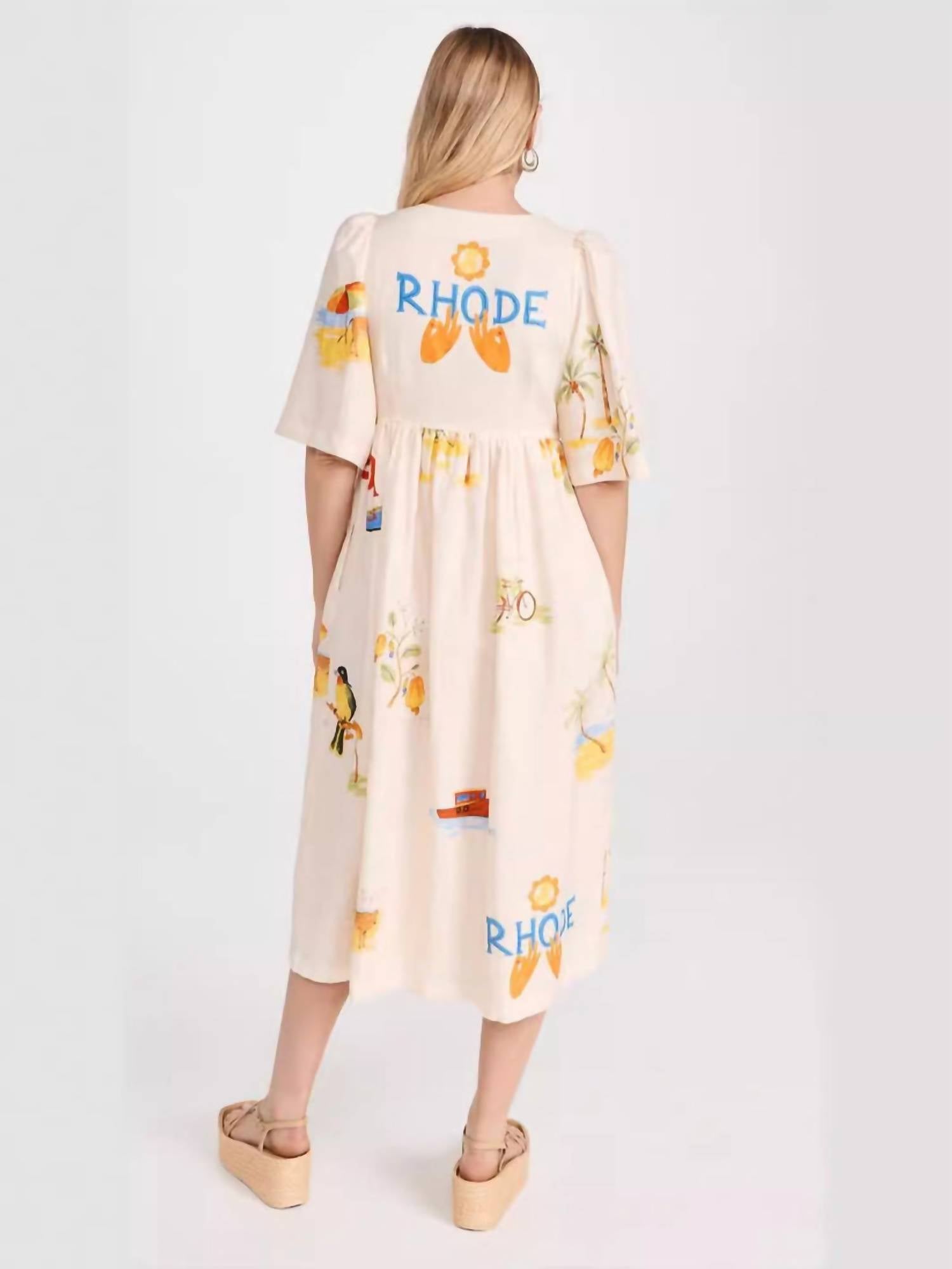 Sheer Trend - Casual Printed Bubble Sleeve Dress