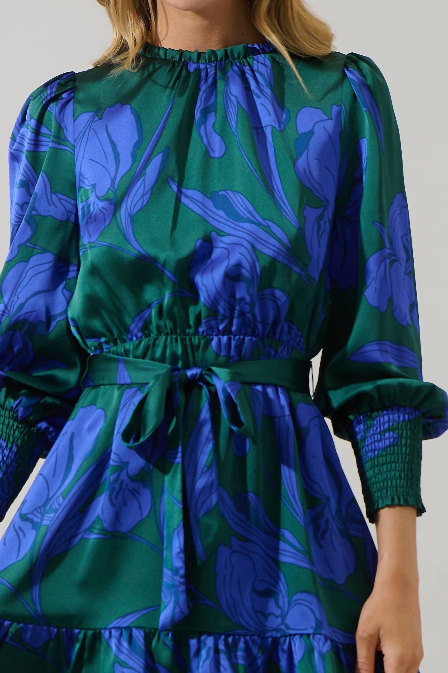 Sugarlips - Busbee Floral Sevilla Satin Ruffle Dress