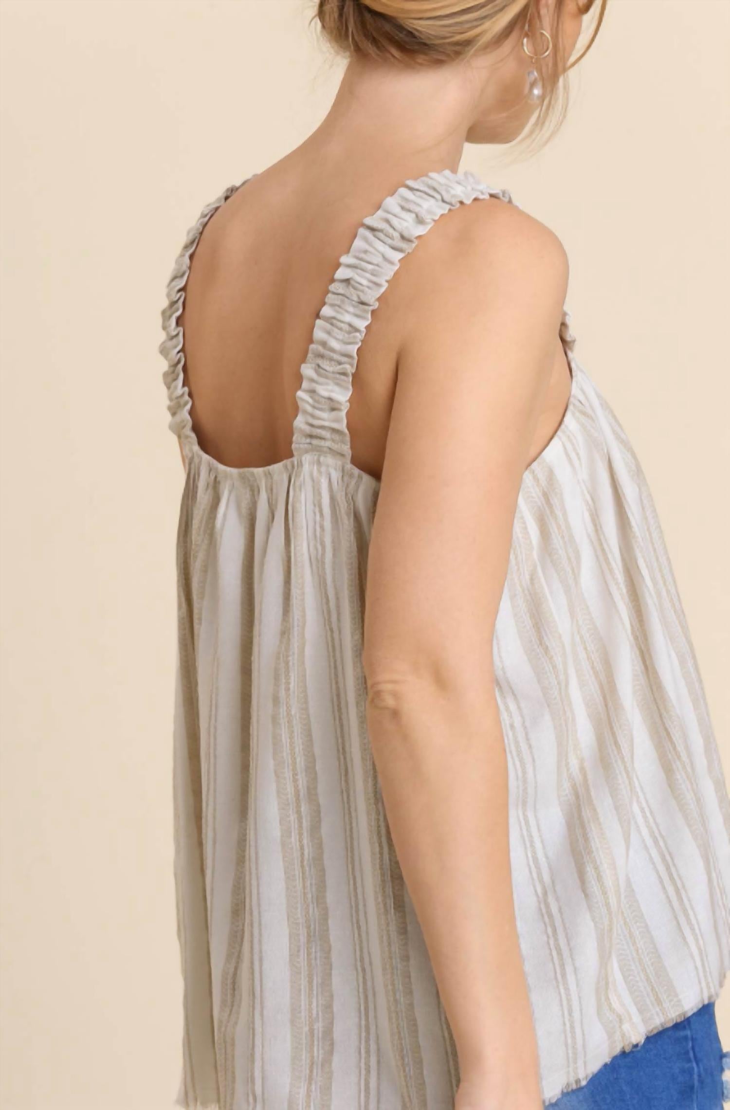 Umgee - Ruched Straps Sleeveless Top