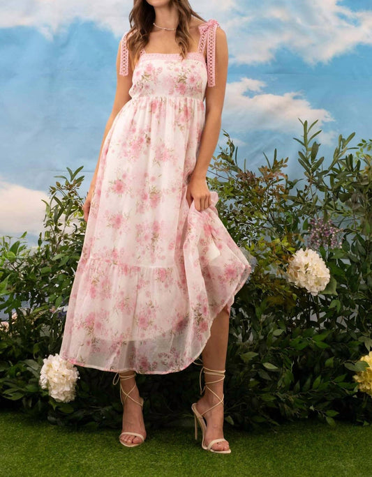 Blu Pepper - Sadie Floral Crochet Lace Strap Maxi Dress