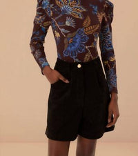 FARM RIO EMBROIDERED GARDEN BODYSUIT in brown - women's shirt - view 4