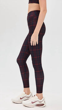 BEYOND YOGA Softmark High Waisted Midi Legging in dark cherry preppy plaid - women's pants - alternate view