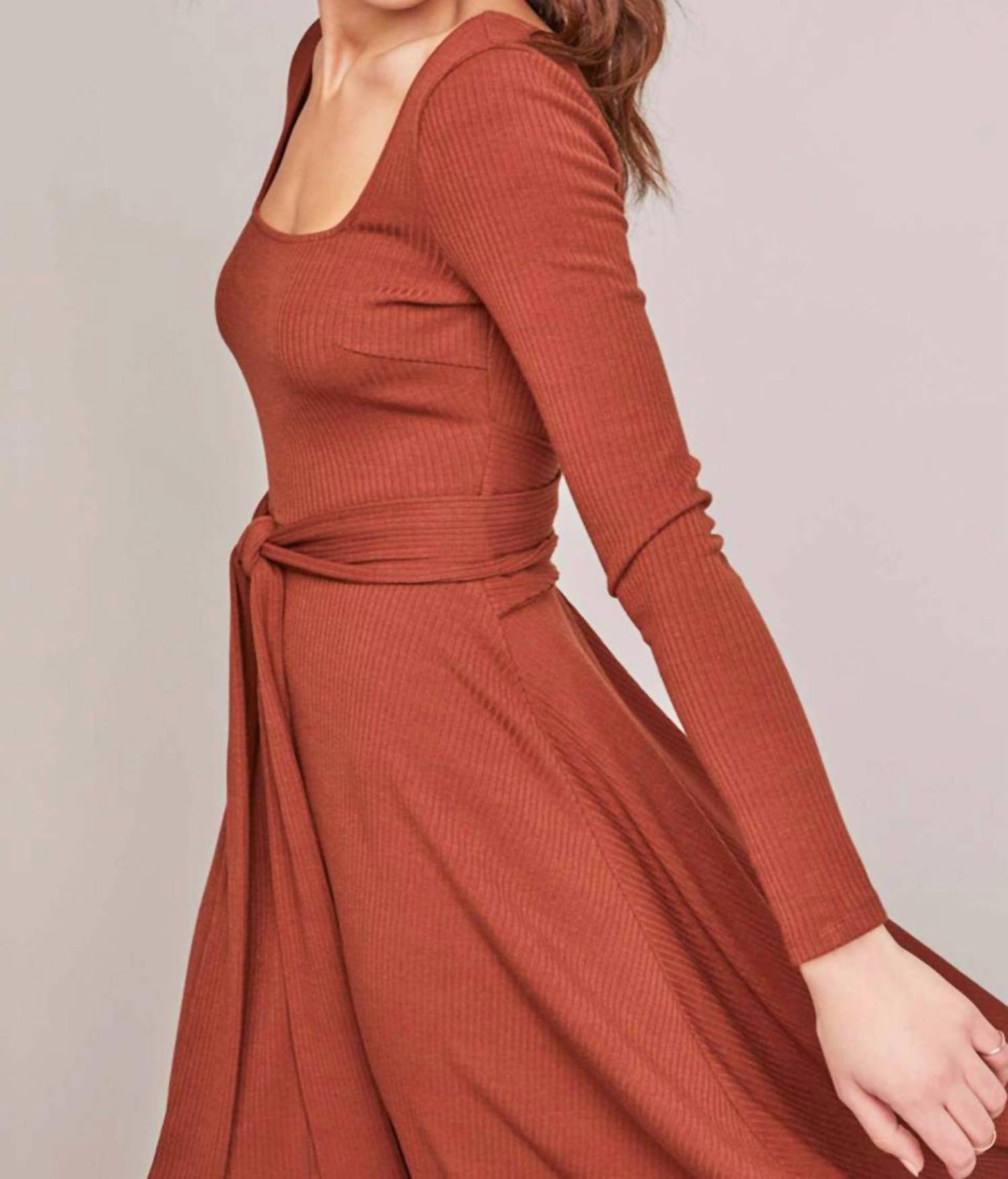 ASTR Sinclair Dress in warm nutmeg - women's dress - alternate view