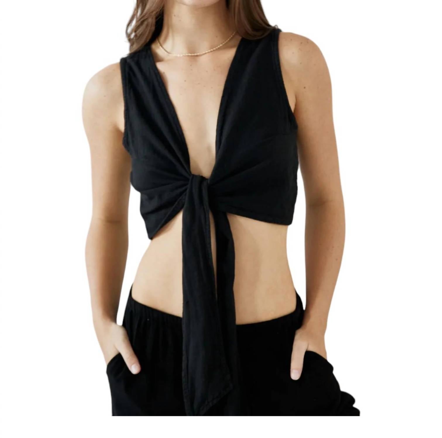 Blanco By Nature - Lou Sleeveless Knot Front Crop Top