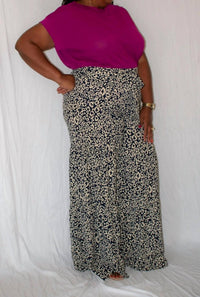 Blue Velvet - Cheetah Print Wide Leg Pant - Plus