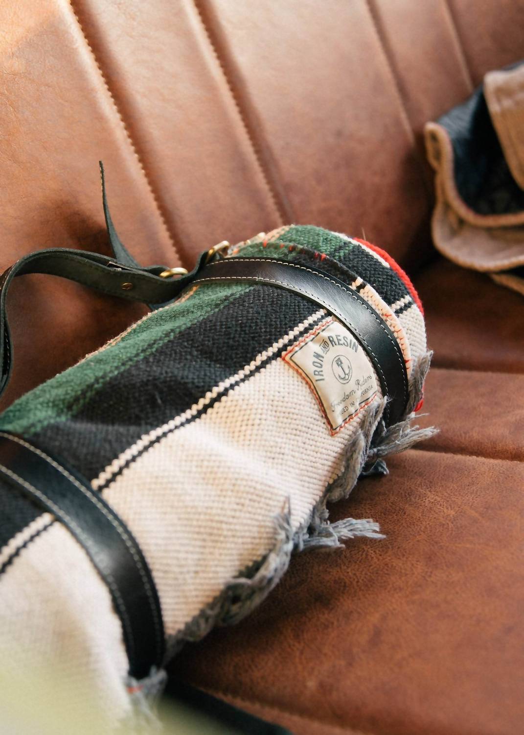 Iron & Resin Leather Blanket Roll V1 in black - item - detail view
