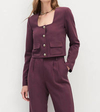 Favorite Daughter Laura Cropped Jacket in burgundy dahlia - women's jacket