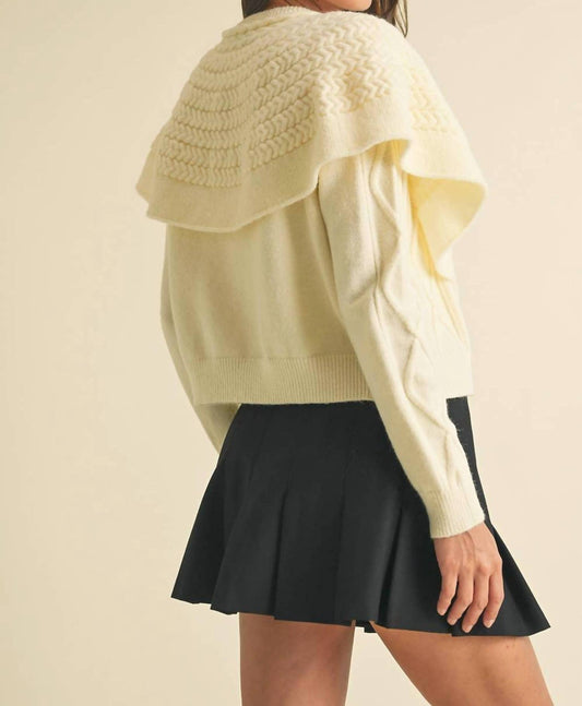 Eb Luxe - Cape-effect Cable Knit Cardigan