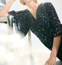 Joseph Ribkoff - Polka Dot Pleated Chiffon Jumpsuit