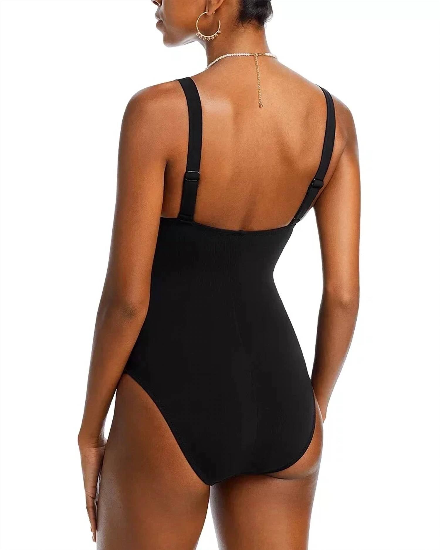 Robin Piccone - Ava Plunge Neck Tie-front One Piece Swimsuit