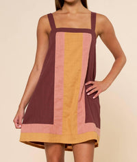 Lalavon - Color Block Sleeveless Mini Dress