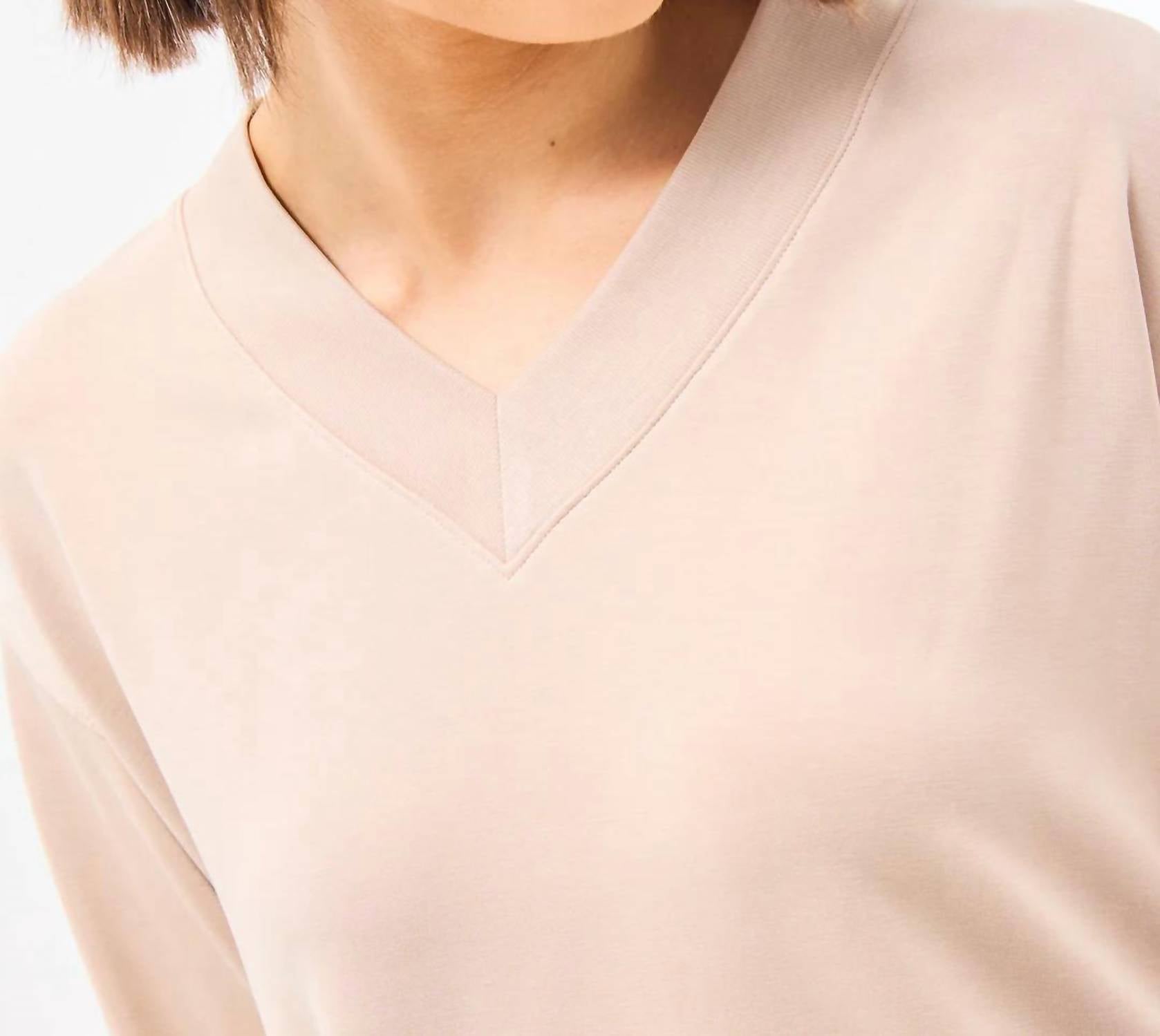 Mary Square Hazel Top in mink - women's long sleeve top - detail view