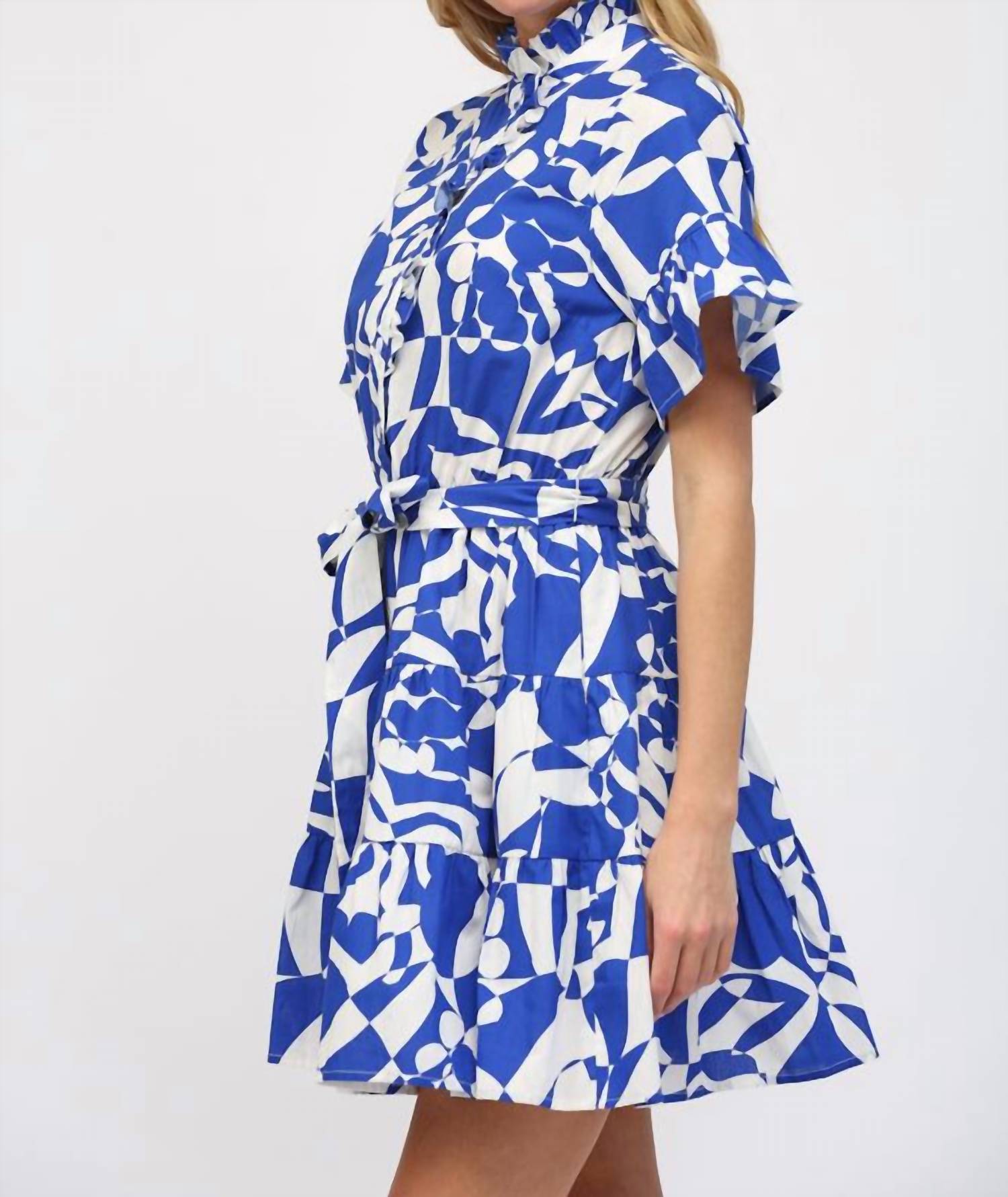 Fate by LFD Lucia Ruffled Mini Dress in blue - women's dress - detail view