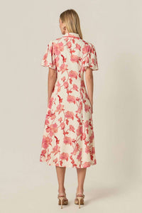 English Factory - Floral Button Front Midi Shirt Dress