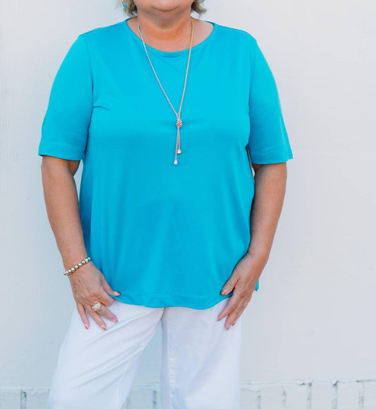 Multiples - Elbow Sleeve Scoop Neck Top