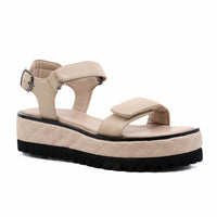 ALL BLACK Women's Quilted Vel Sandals in beige - women's sandal