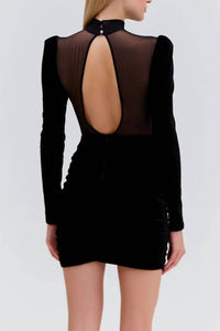 Patbo - Velvet And Stretch Tulle Mini Dress