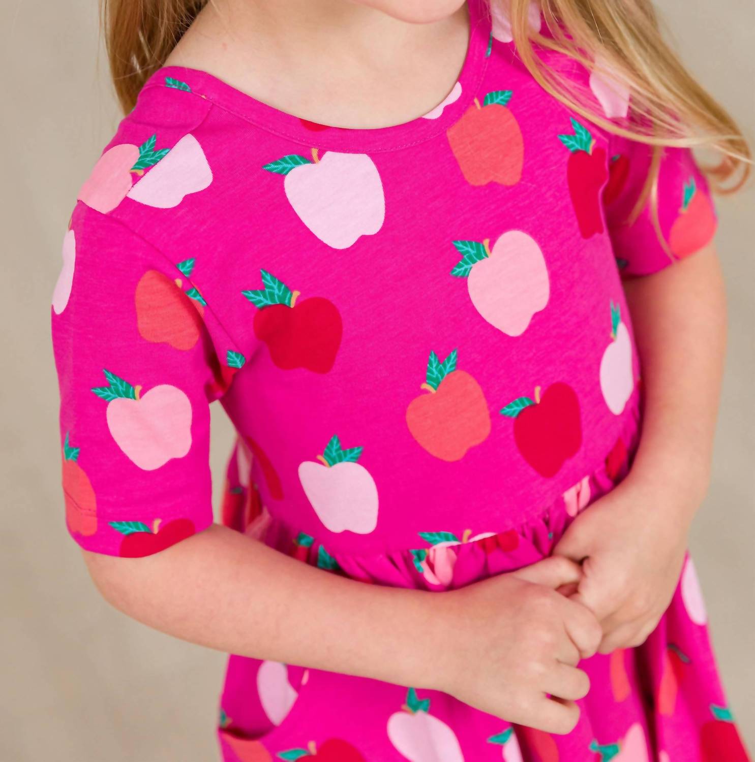 Rufflebutts - Girls Apple of My Eye Short Sleeve Knit Twirl Dress