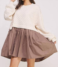 Ces Femme Casey Mini Flare Skirt Dress in cream - women's dress - alternate view