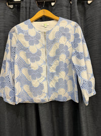 Jade Zip Front Jacket in blue - women's jacket - detail view