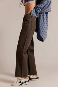 Free People Women’s Risk Taker Mid-rise Jeans in brown - women's jeans - alternate view
