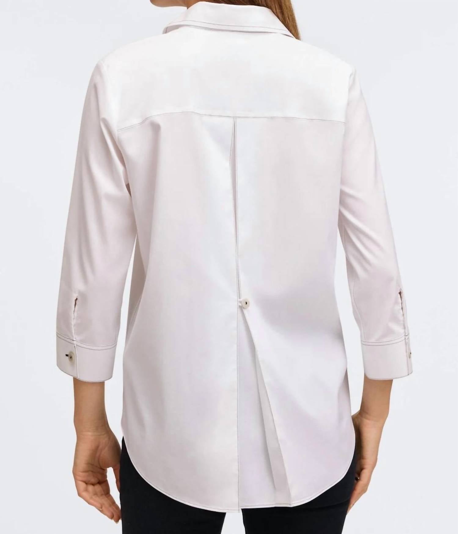 Foxcroft - white blouse with black stitching