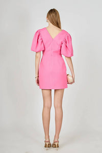 Endless Rose - Ivonna Puff Sleeve Cut Out Mini Dress