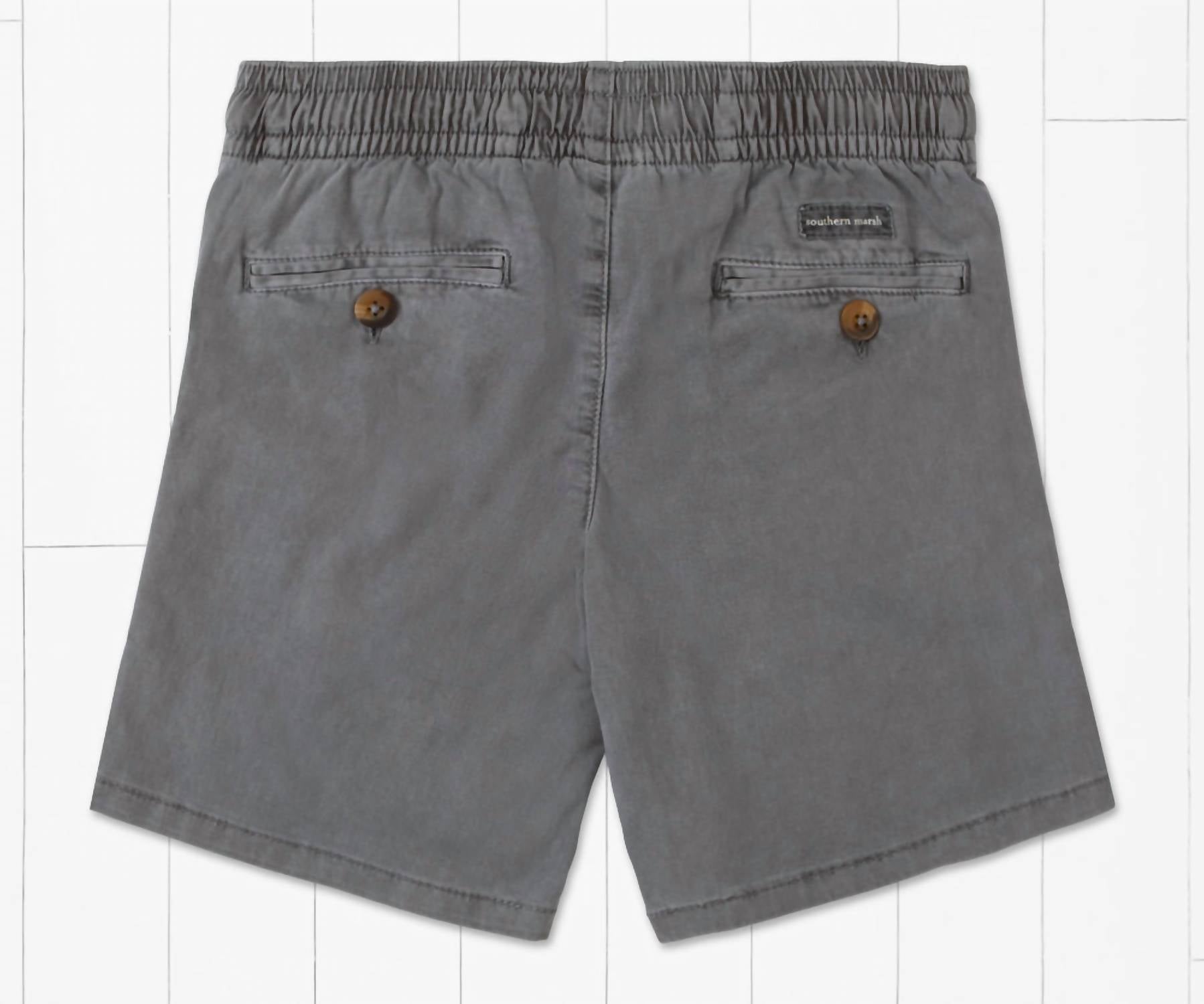Southern Marsh Boy's Hartwell Washed Shorts in slate - kids' shorts - detail view