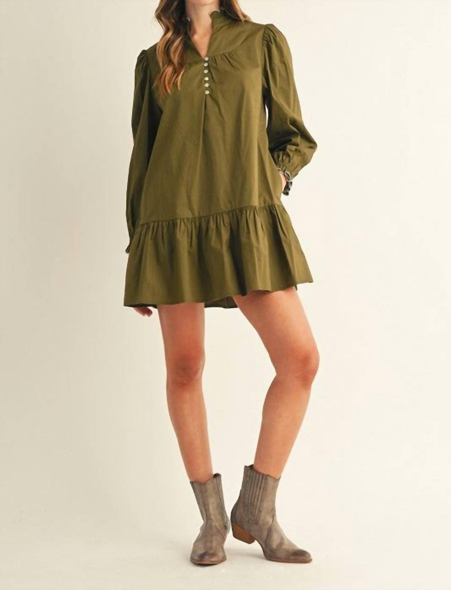 Jodifl - Puffed Sleeve Mini Shift Dress