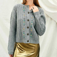 Jumper1234 Jewel Cable Cardigan in cloudy silver 1 - women's cardigan