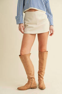 Tcec - Women's Faux Leather Front Wrap Style Skort