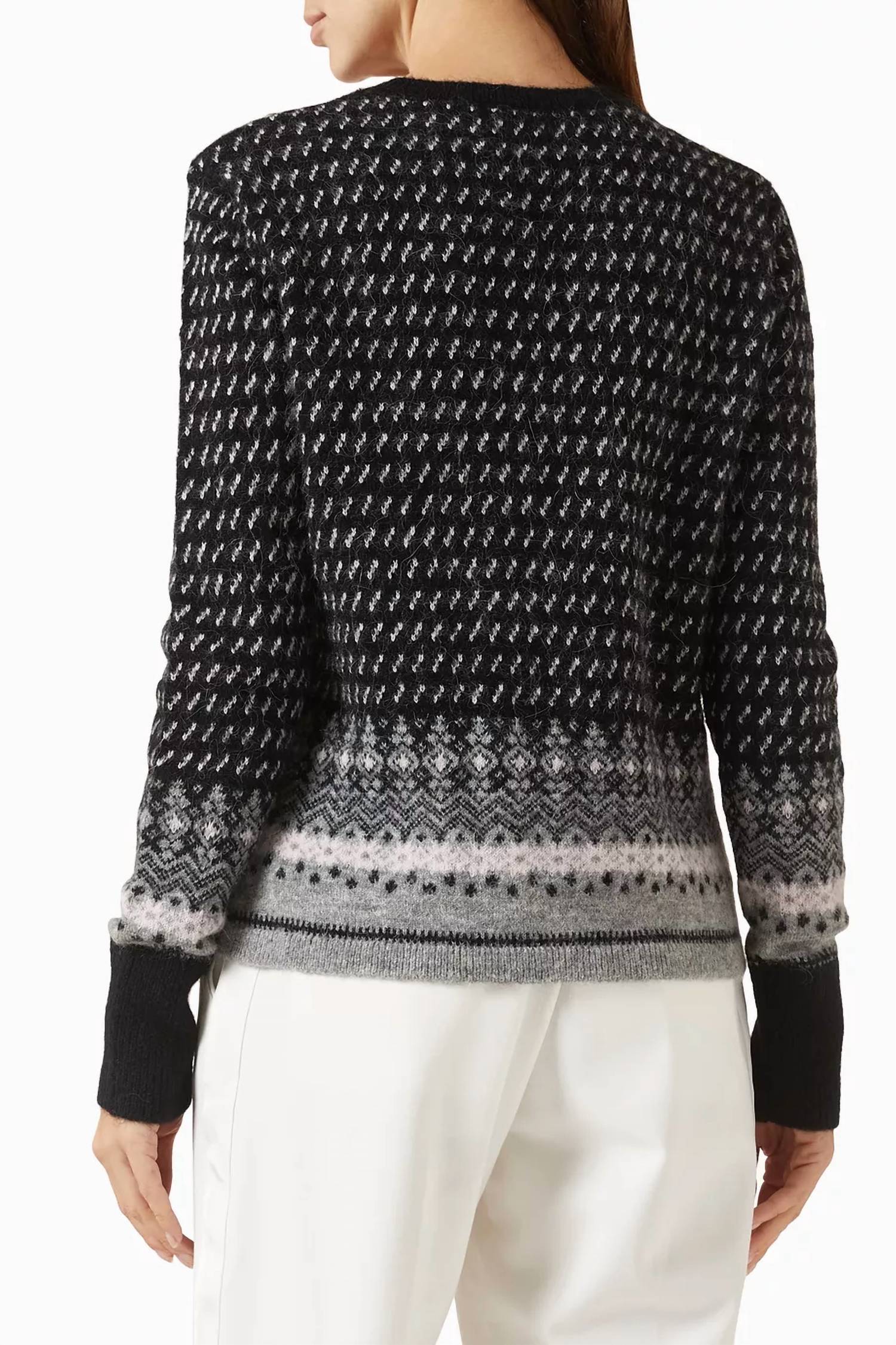 Saint Art Nordic Sweater in black multi - women's sweater - detail view