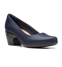 Clarks Women's Emily Belle Pump in navy leather - women's heels