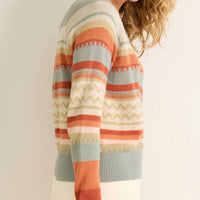 PENDLETON Raglan Cotton Sweater in rust blue multi - women's sweater - alternate view
