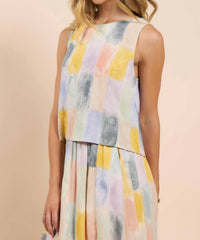 Sadie & Sage - Petrichor Sleeveless Top With Back Button Placket