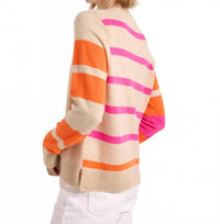 Brodie Cashmere - Irregular Shape Stripe Maya Crew Sweater