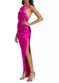Amanda Uprichard - Elektra Gathered Silk Halter Gown