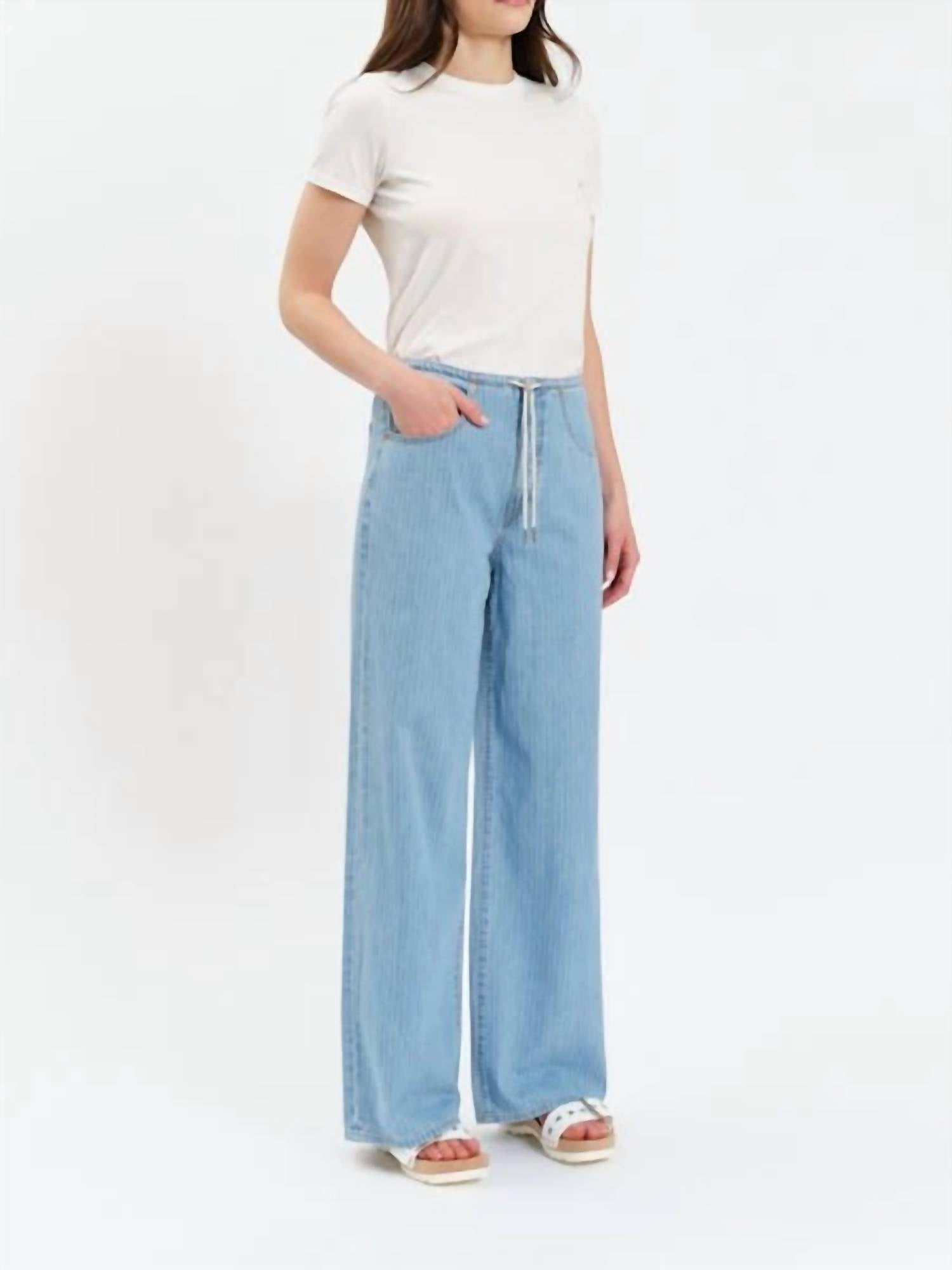 DAZE Madison Mid Rise Wide Leg Jeans in blue - women's jeans - alternate view