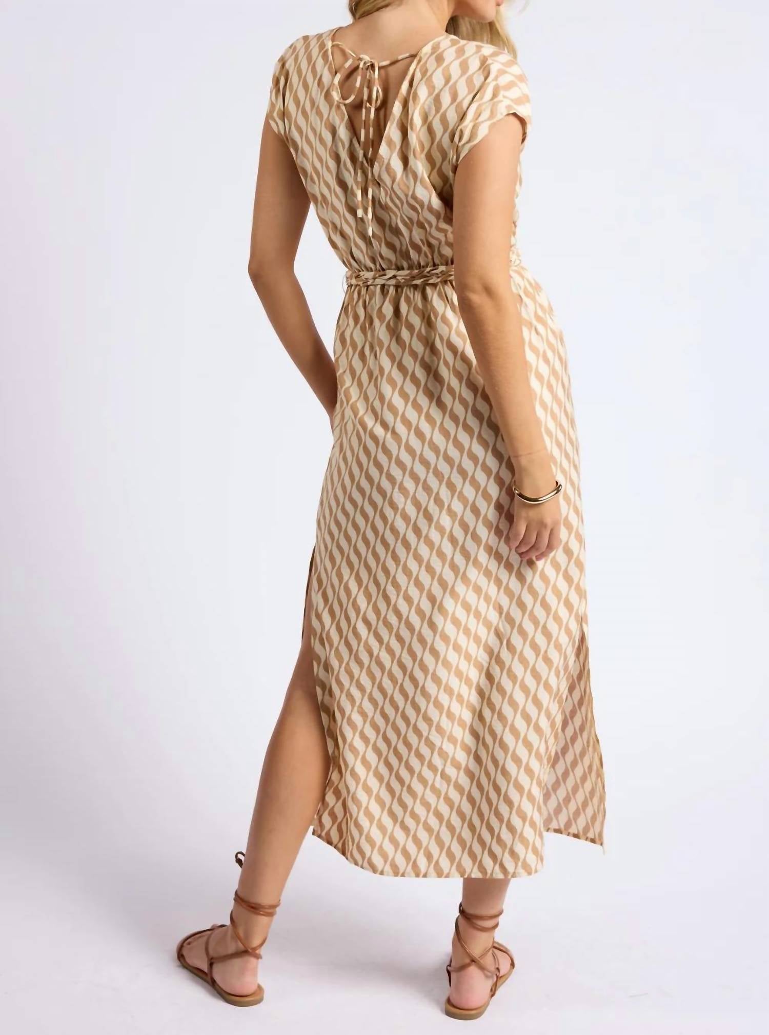 Sage The Label - Braided Belt V-neck Midi Dress