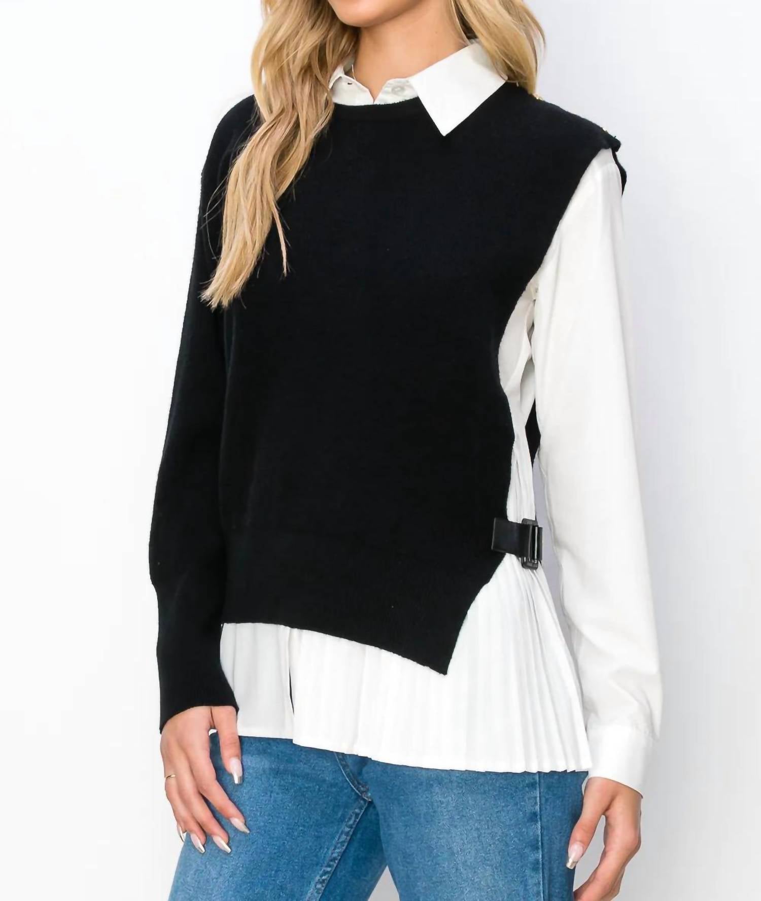 Joh - Wyatt Cotton Pleated Shirt With Knitted Sweater