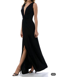 Ariella - Twist Front Plunging Neckline Maxi Dress