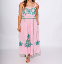 Thml - Embroidered Tie Strap Midi Dress