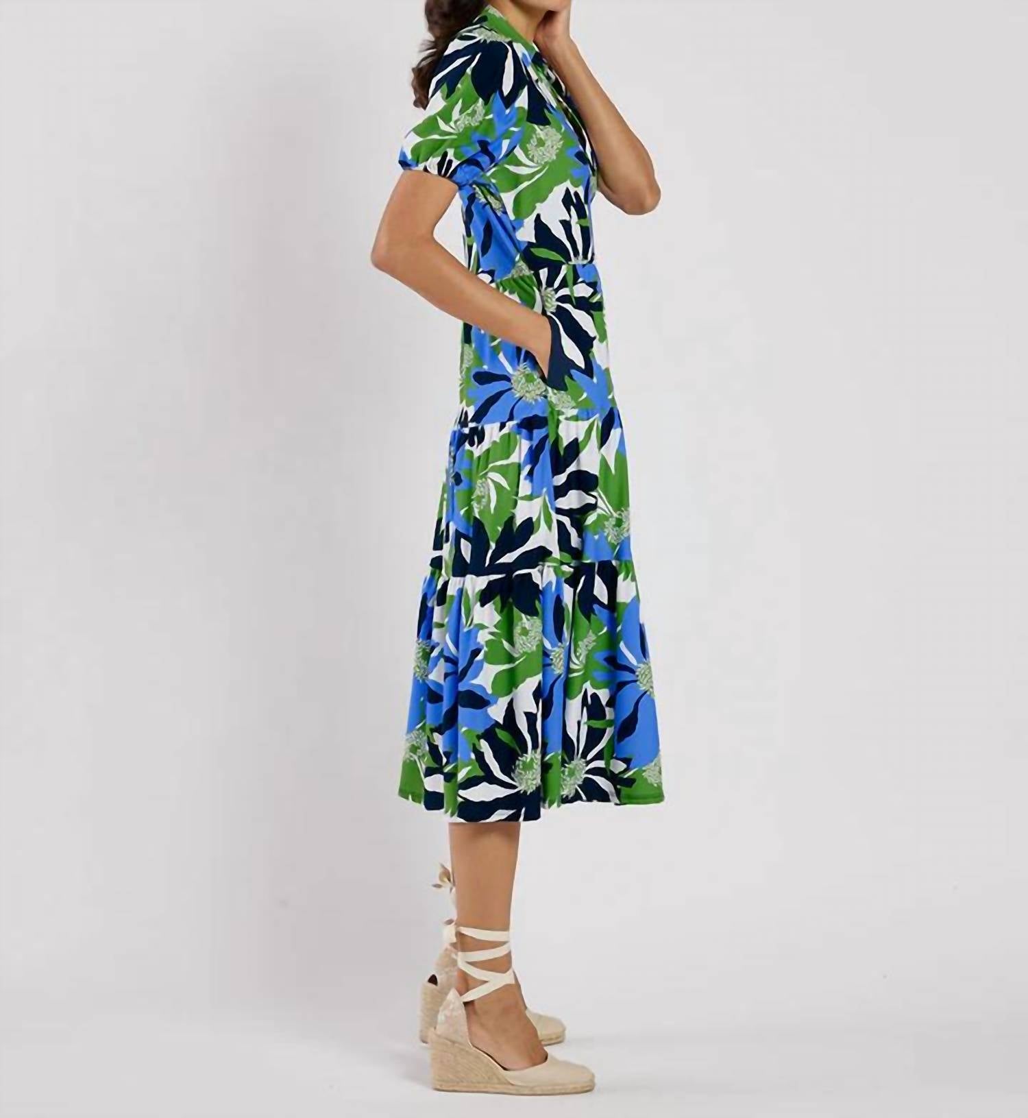JUDE CONNALLY Portia Dress in navy green white - women's dress - alternate view