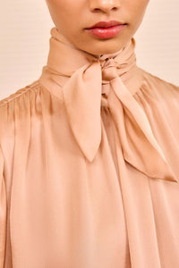 Ulla Johnson Ornament Tie Neck Blouse in sand - women's blouse - alternate view
