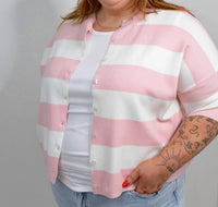 Hayden La - Stripe Knit Button Down Top