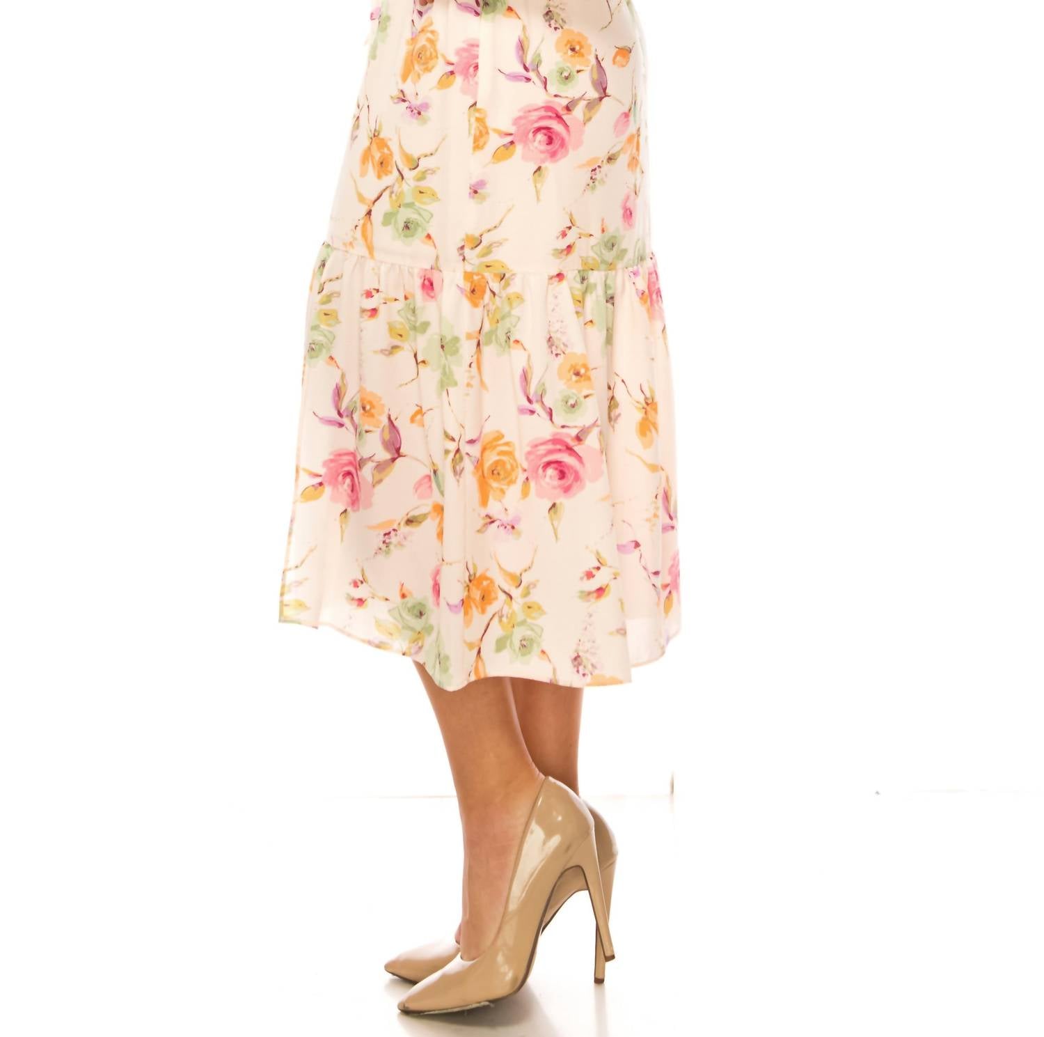 Maison Tara - Belted Floral Midi Dress