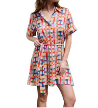 BRITON COURT Elena Mini Dress in checker blue - women's dress