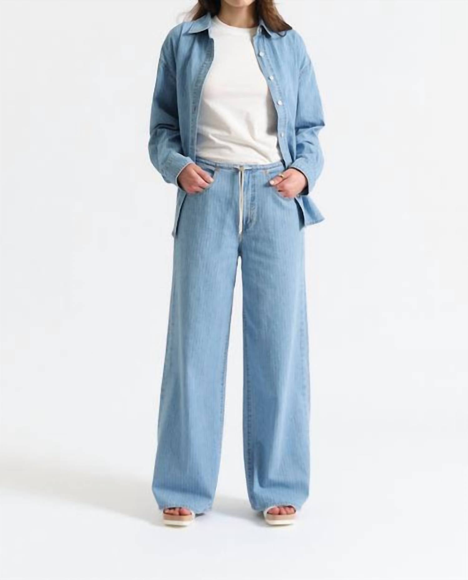 DAZE Madison Wide Leg Denim in blue - women's pants