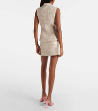 self-portrait Embellished Bouclé A-line Mini Dress in cream - women's dress - alternate view