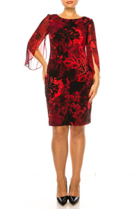 Connected Apparel - Floral 3/4 Split-sleeve Dress